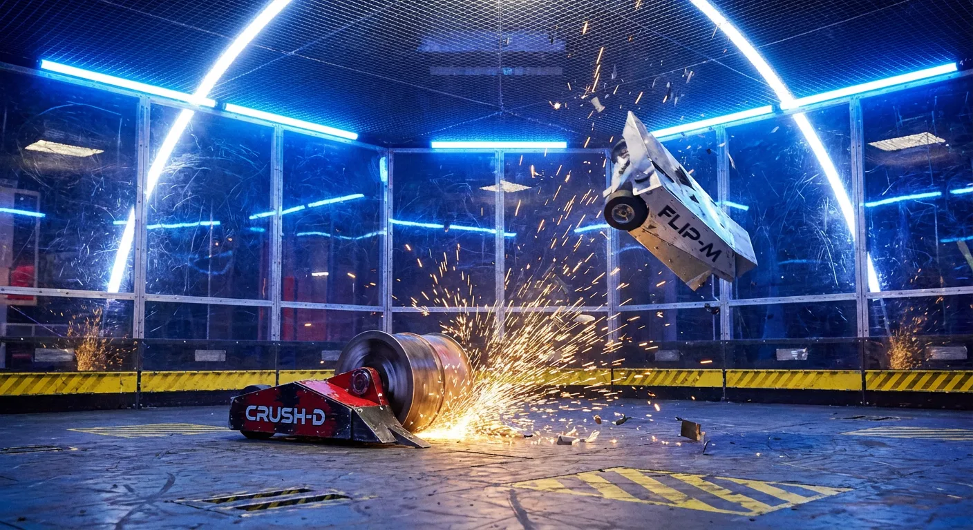 Drum spinner robot launches a flipper bot into the air